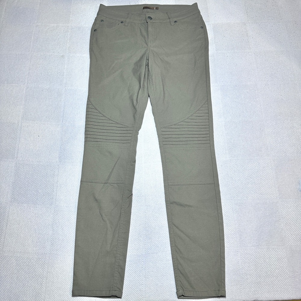 Prana Brenna Pants Womens 6 Moto Skinny Slim Fit Stretch Olive Green Outdoors